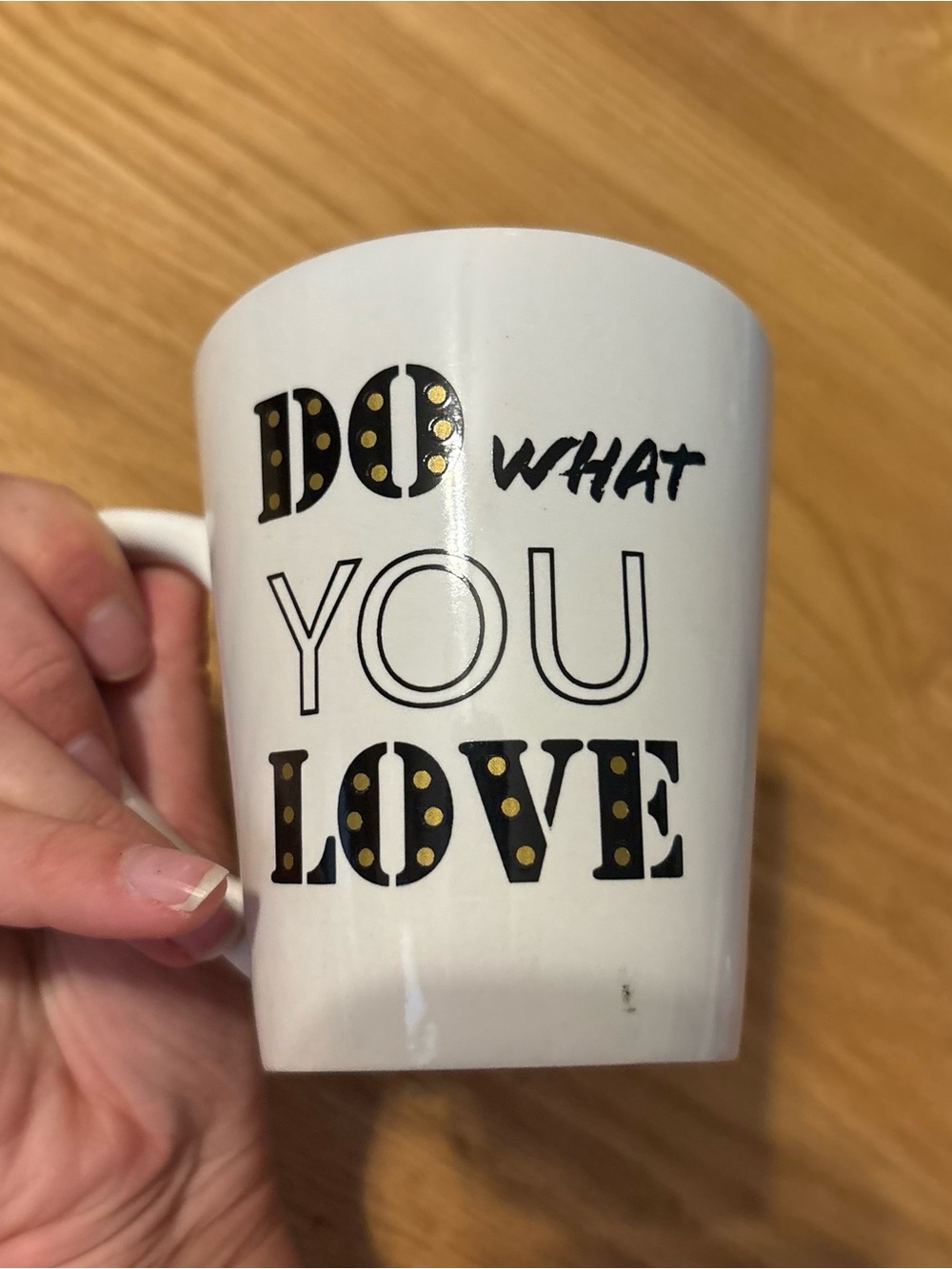 White 'Do What You Love' Ceramic Coffee Mug Cup NEW